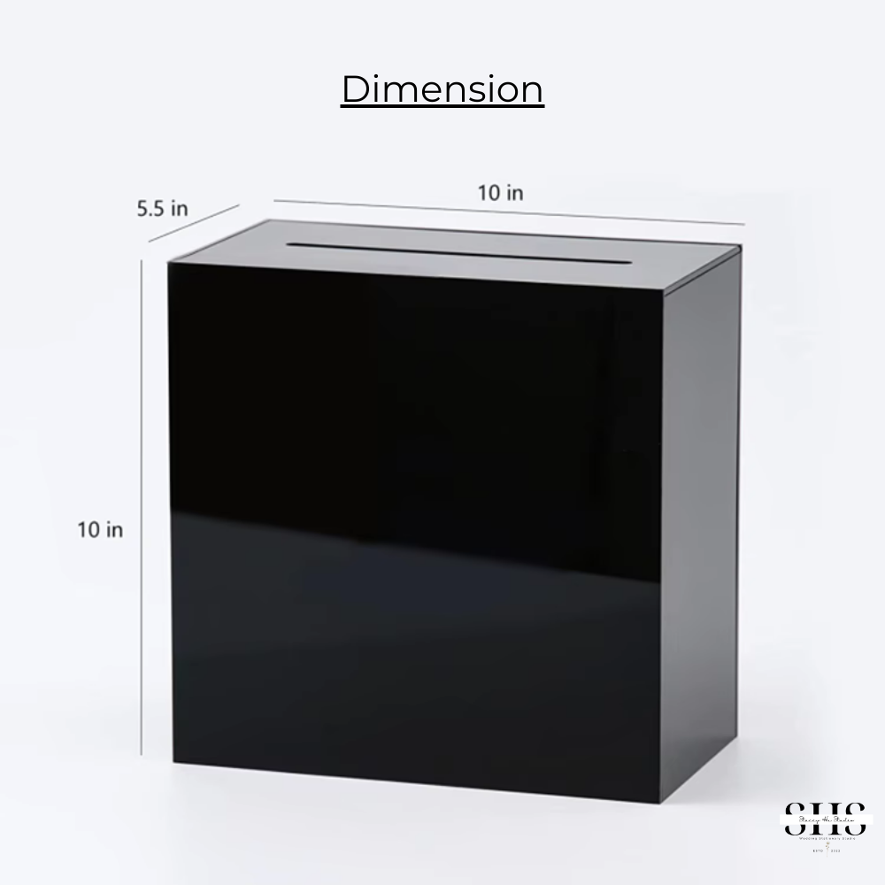 Elegant Acrylic Card Box with Slot | Black | Add-On Vinyl Decal Text