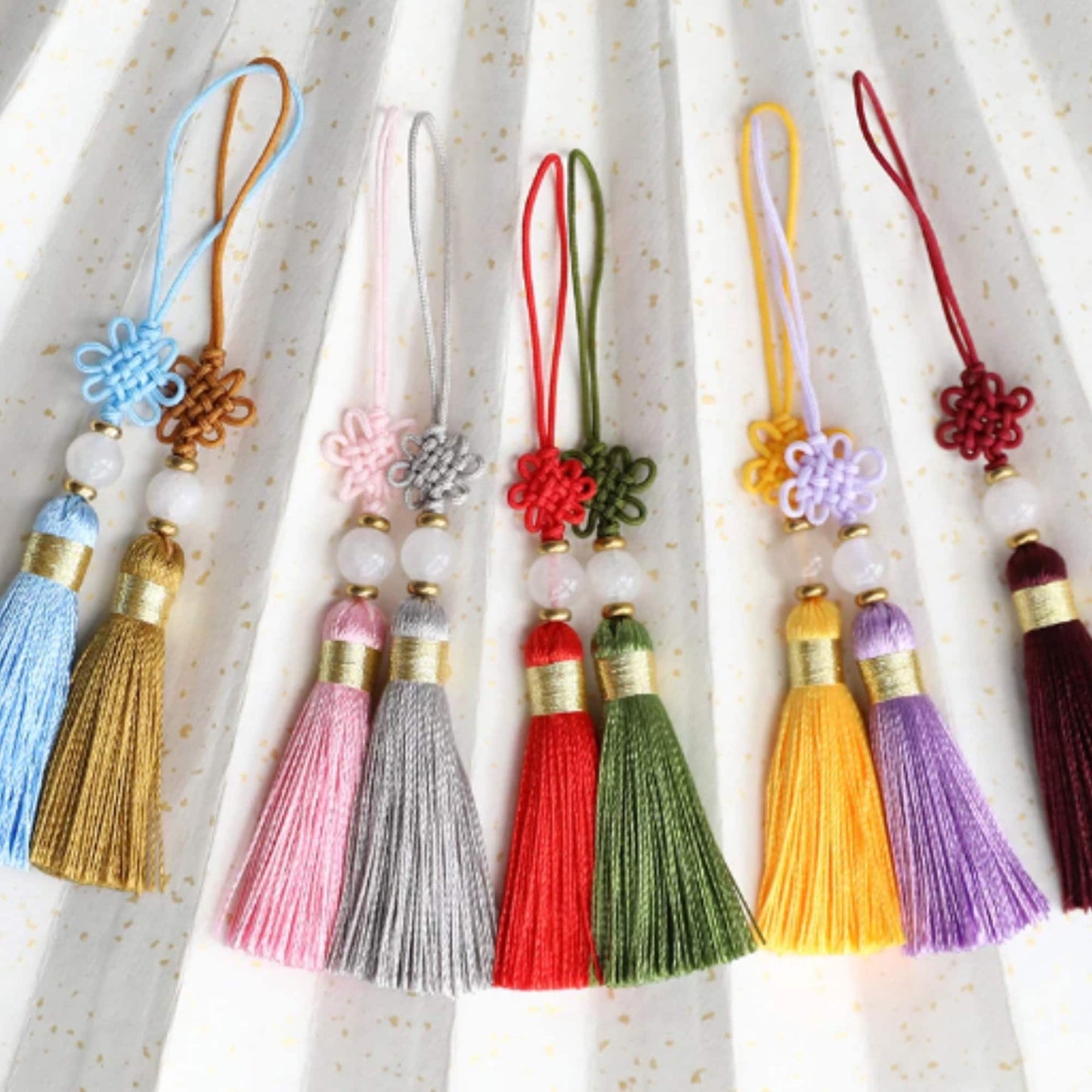 Set of 5 Chinese Jade Knot Silk Tassels | 14 Colors
