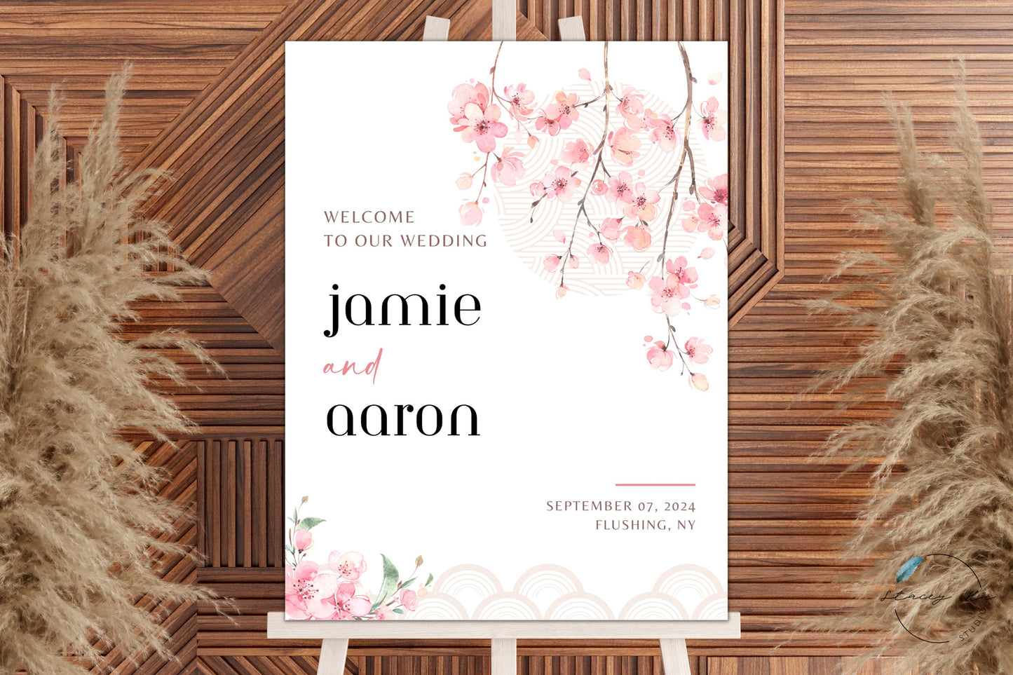 Pink Sakura Wedding Welcome Sign | Portrait | 18x24 IN