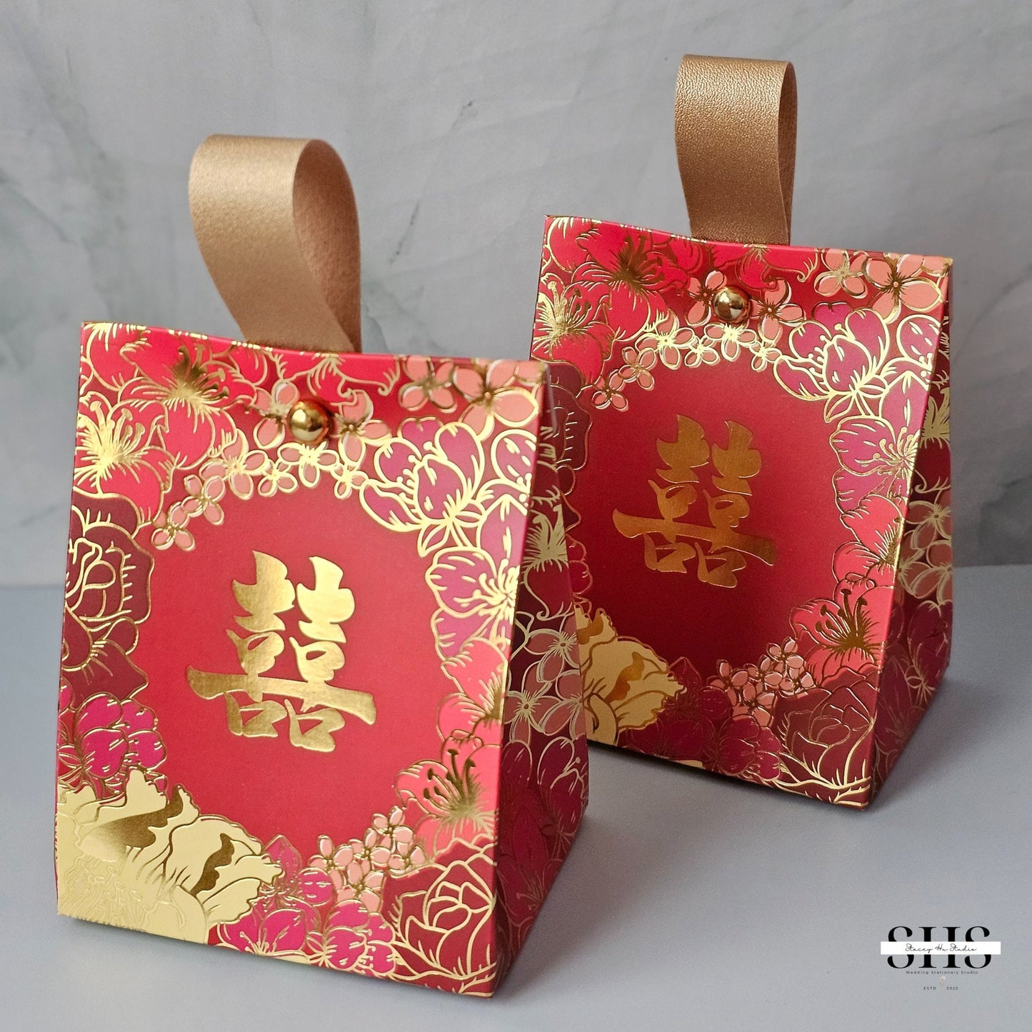 Red and Gold Foil Asian Wedding Portable Party Favors | 2 Sizes