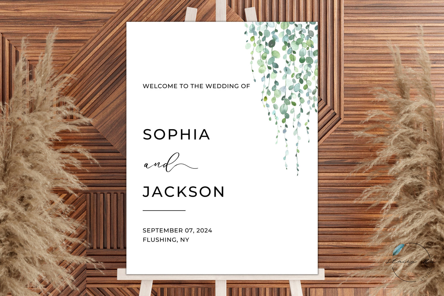 Simple String Greenery Wedding Welcome Sign | Portrait | 18x24 IN