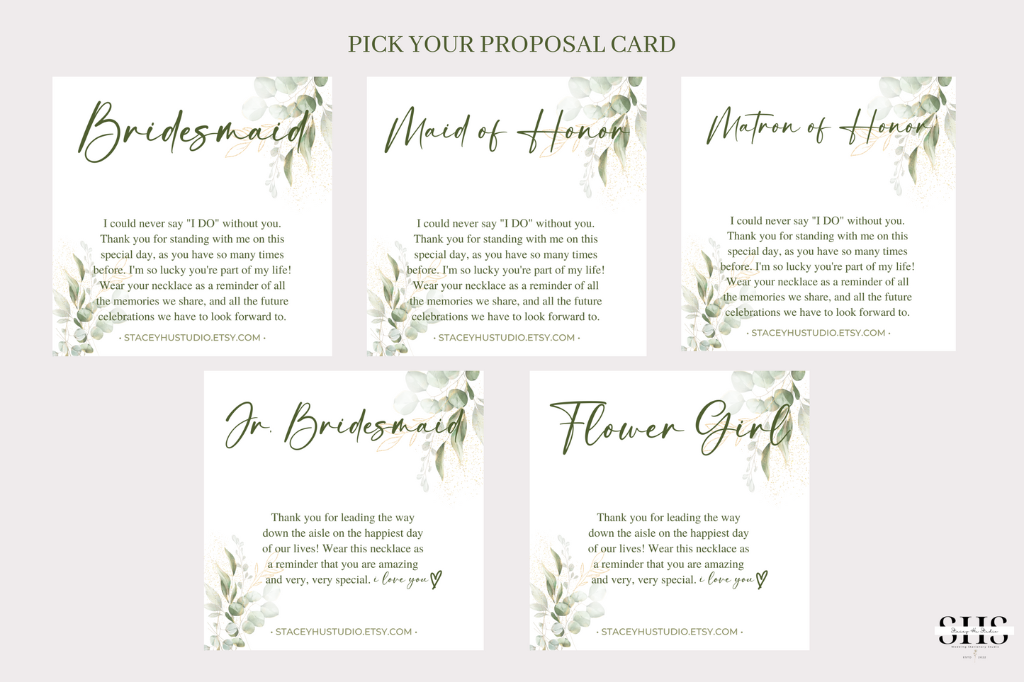 Green Jade 14K Gold Plated Stud Earrings | Personalized Bride Proposal Card | Gift Box Add-on