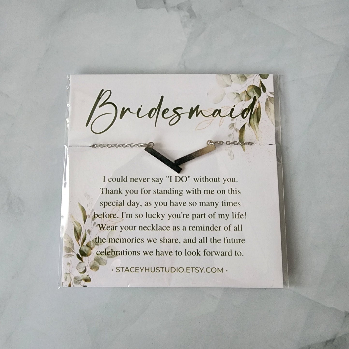 Simple V-Shape Pendant Necklace | Personalized Bride Proposal Card | Gift Box Add-on