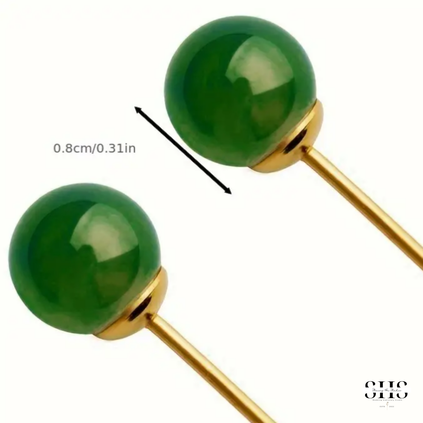 Green Jade 14K Gold Plated Stud Earrings | Personalized Bride Proposal Card | Gift Box Add-on