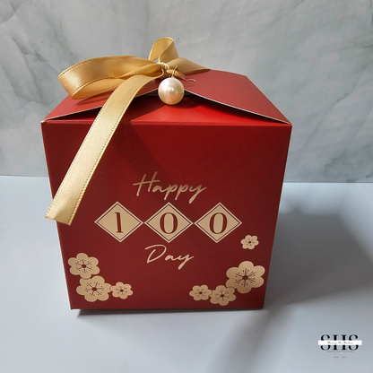 100 Day Celebration | Red Egg and Ginger | Square | Large Party Favor Boxes