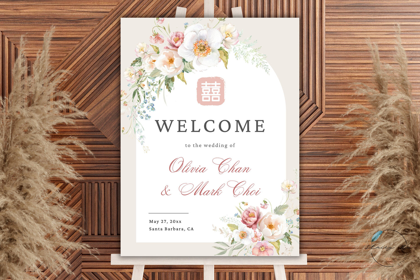 Beige Spring Bloom Wedding Welcome Sign | Portrait | 18x24 IN