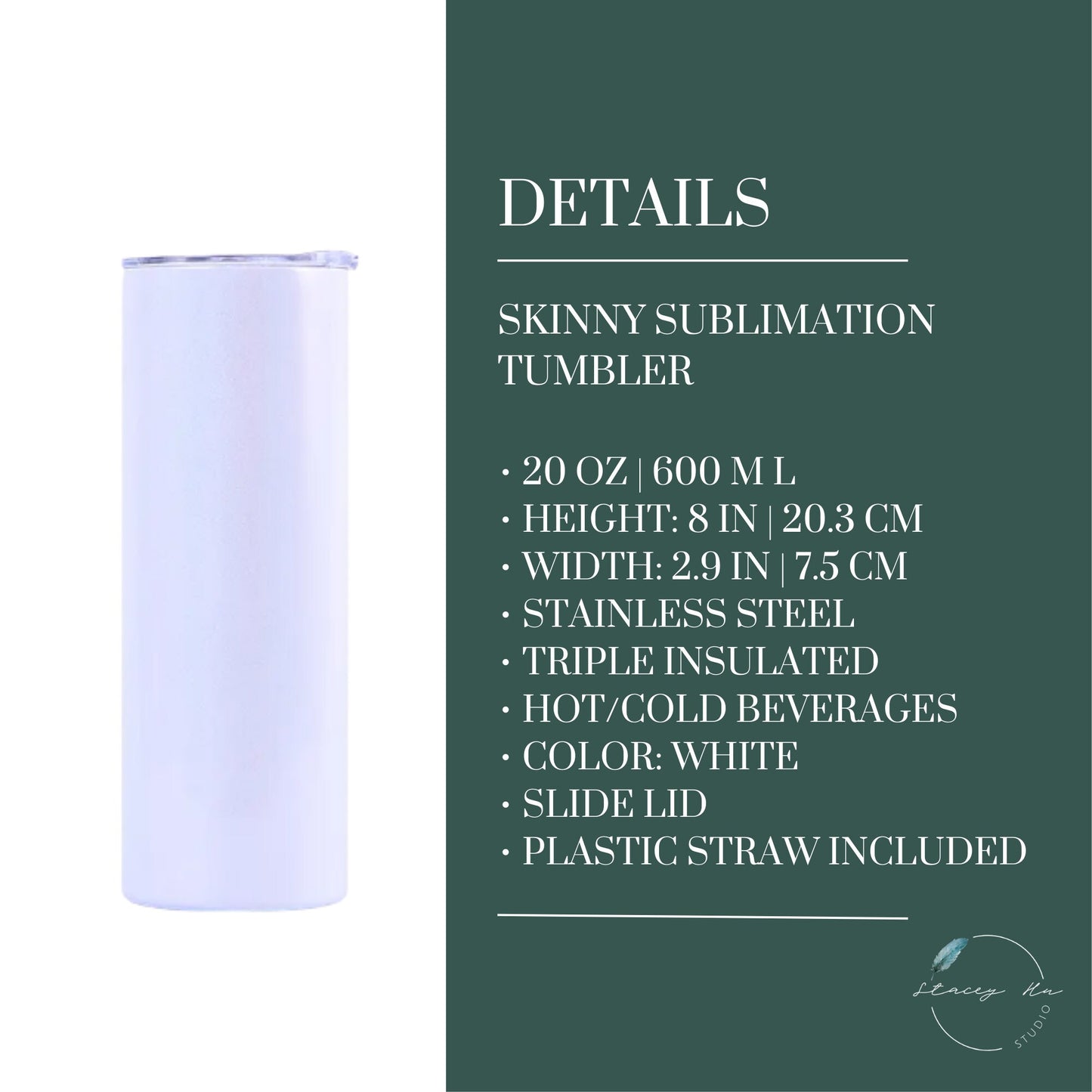 Custom Personalized Name Tumbler | Stainless Steel Cup With Straw | 20 oz