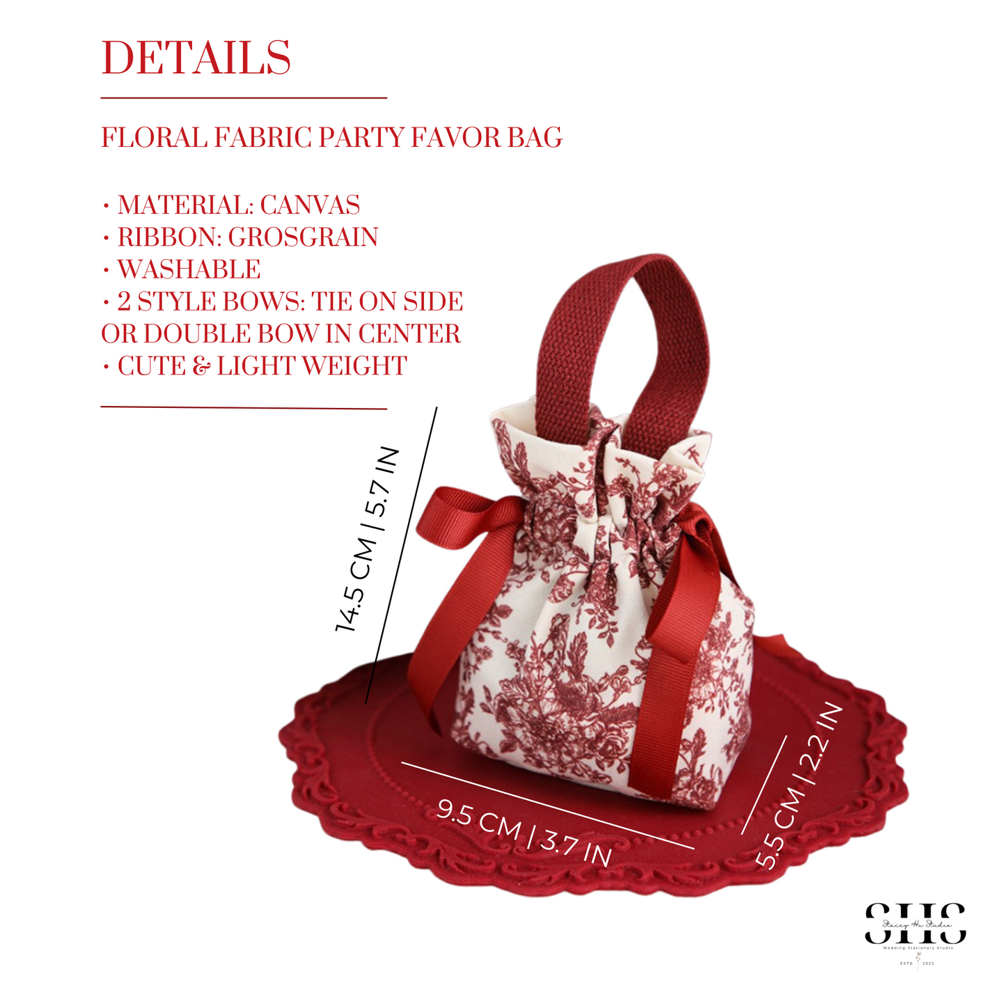 Floral Fabric Party Favor Bag | One-size | 2 Colors