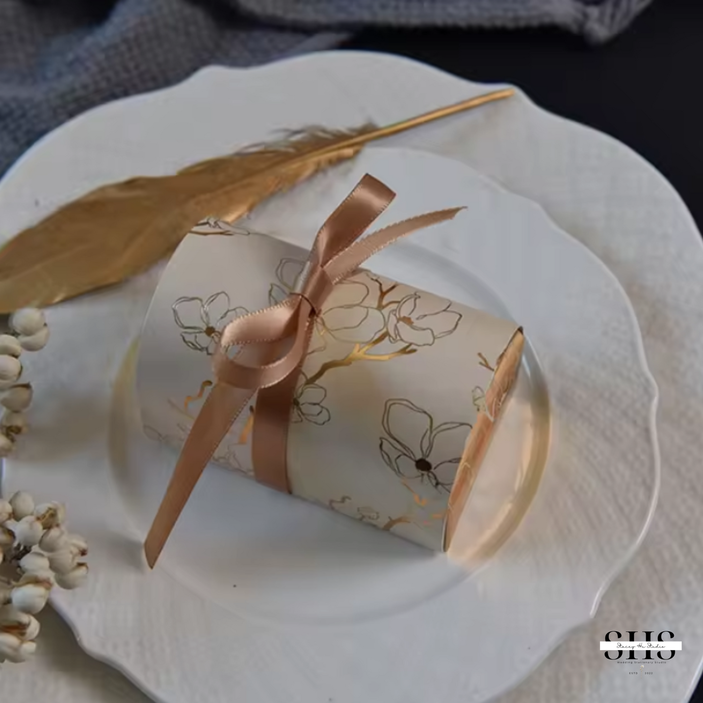 Floral Gold-Foil Arch Party Favor Boxes | Small | 3 Colors