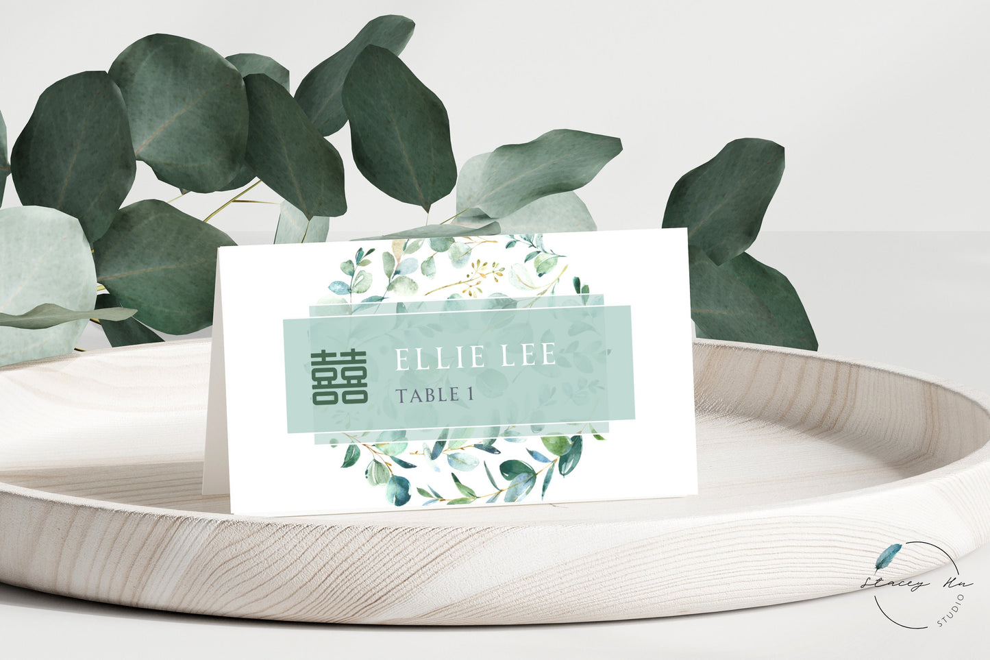 Geometric Greenery Place Cards | 3.5x4 IN