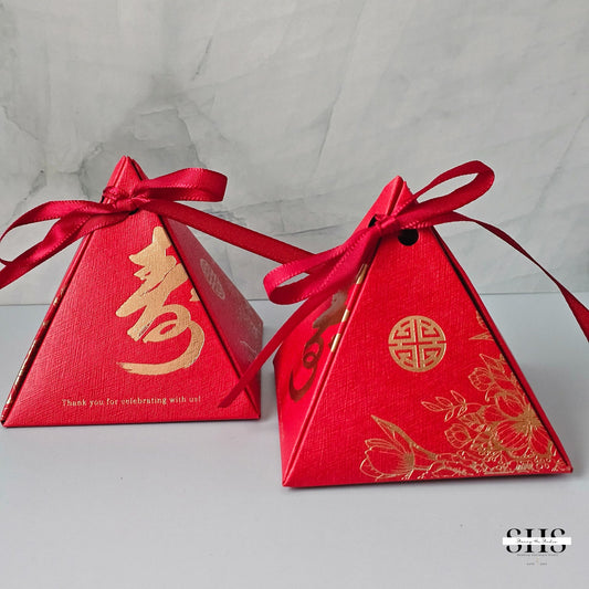 Chinese Longevity Birthday Pyramid Party Favor Boxes