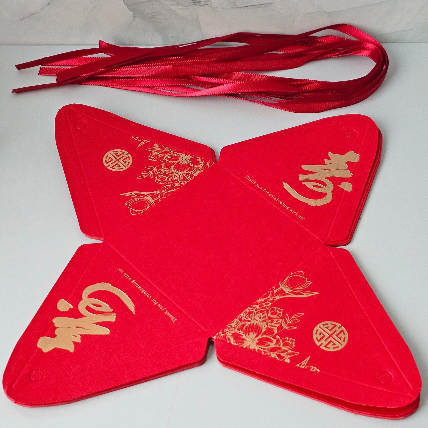 Chinese Longevity Birthday Pyramid Party Favor Boxes