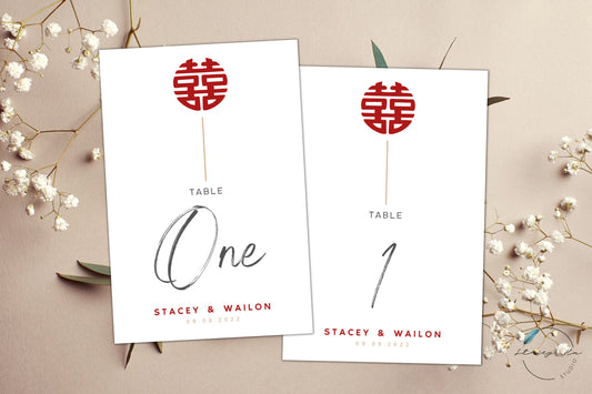 Minimal Asian Wedding Table Number | 5x7 IN