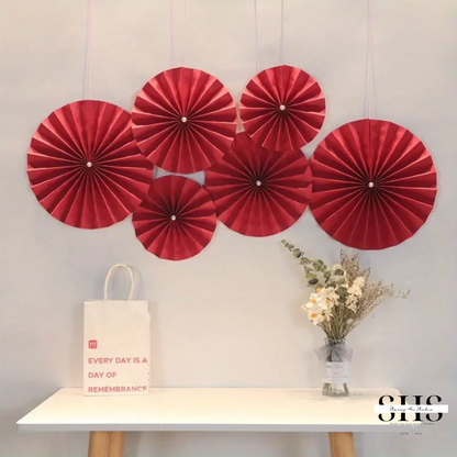 6-Piece Red Double Happiness Paper Pinwheels | 5 Styles