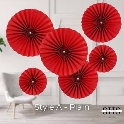 6-Piece Red Double Happiness Paper Pinwheels | 5 Styles