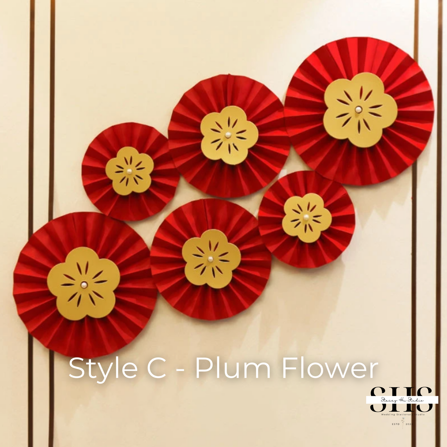 6-Piece Red Double Happiness Paper Pinwheels | 5 Styles