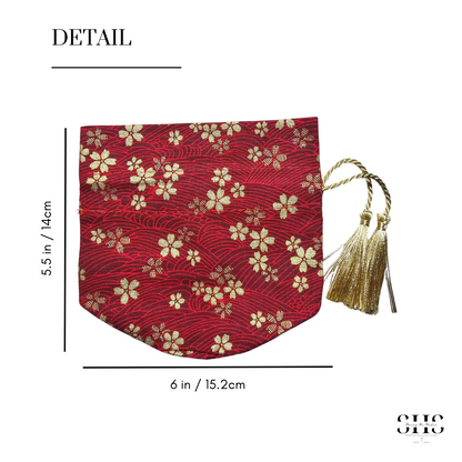 Red & Gold Sakura Party Favor Bag | Double Happiness Charm Add-on