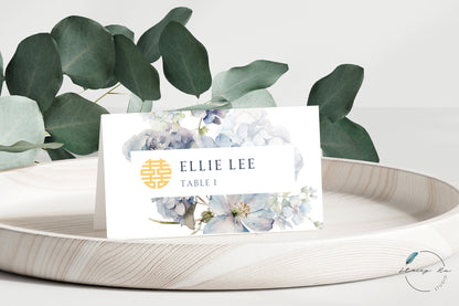 Soft Blue and Ivory Floral Place Card | 3.5x4 IN