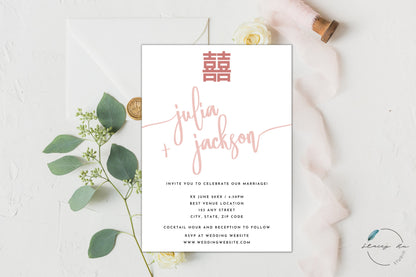 Spring Blossom Simple Wedding Invitation | English Only | 5x7 IN