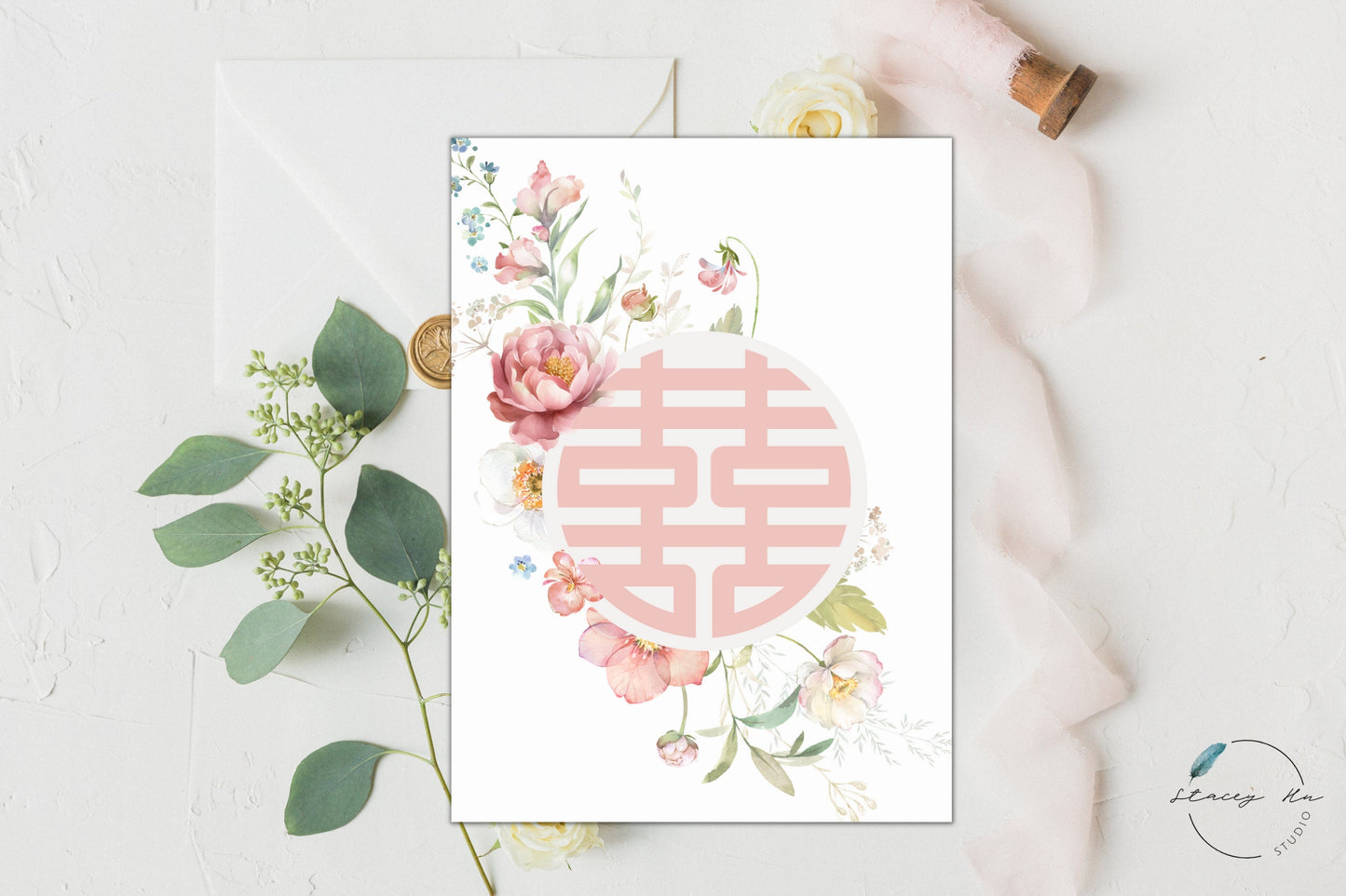 Spring Blossom Simple Wedding Invitation | English Only | 5x7 IN