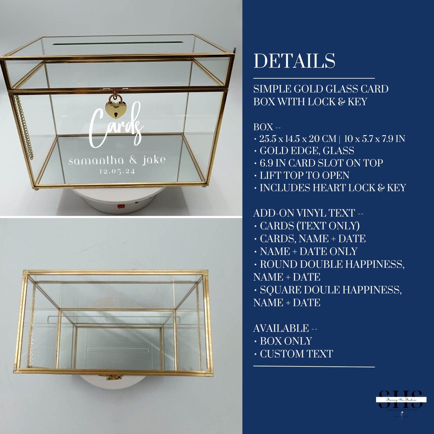 Standard Glass Card Box with Slot | Add-On Vinyl Decal Text