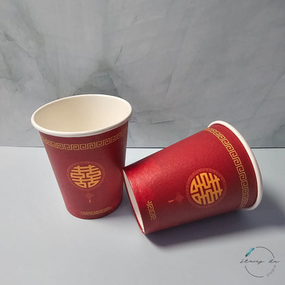 Pack of 20 Double Happiness Chinese Knot Tea Ceremony Cups 6oz