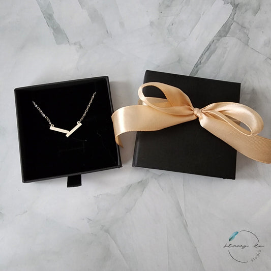 Simple V-Shape Pendant Necklace | Personalized Bride Proposal Card | Gift Box Add-on